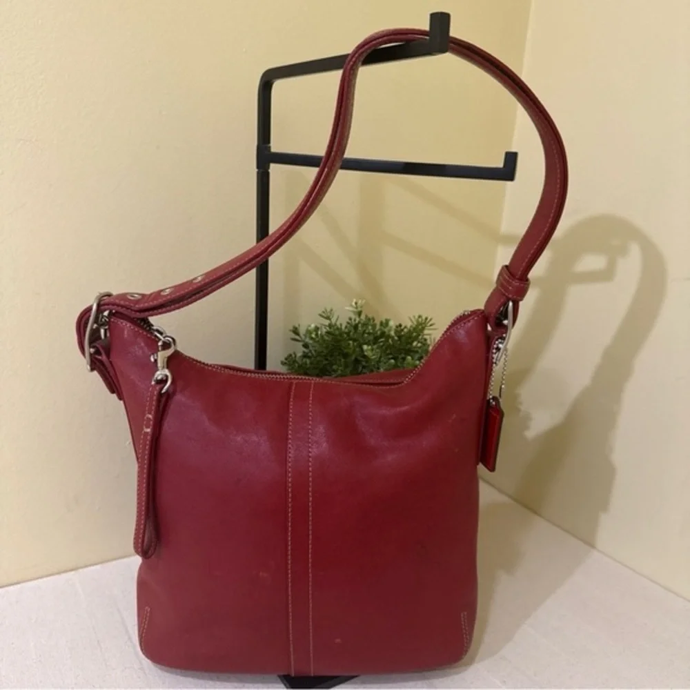COACH SohoVintage Rusty Red Leather Hobo Crossbody classic Coach bucket Handbag